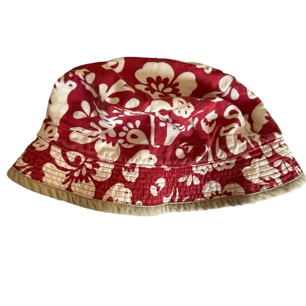 Men's Red and White Floral Reversible Bucket Hat